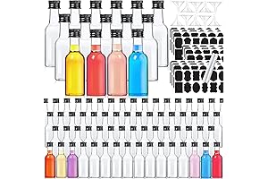 Plastic Spirit Bottles with Lables: 120-Pack 2-oz Mini Alcohol Bottles for Adults