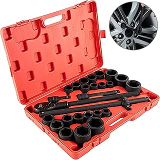 VEVOR Impact Socket Set 3/4 Inches 27 Piece Standard Impact Sockets, Socket Assortment, 3/4 Inches Drive Socket Set Impact Standard SAE (7/8 Inches to 2 Inches) & Metric Sizes (22 mm-50 mm)