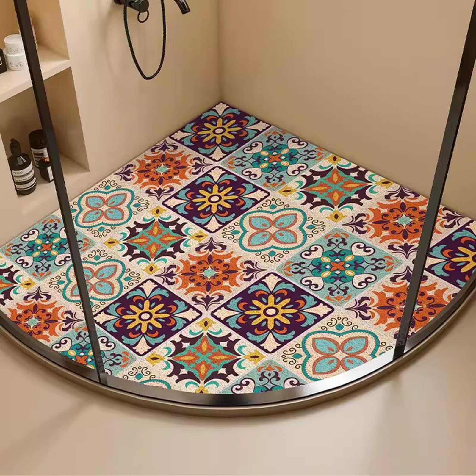 Ahkful A Hkful Shower Mat Non Slip Nti Mould, Corner Shower Mat With Drain Hole, Non Slip Shower Mats For Inside Shower, Soft Comfort Pvc Loofah Shower Mat, Quick Dry Nd Easy To Clean,,80X80cm(32X32inch)