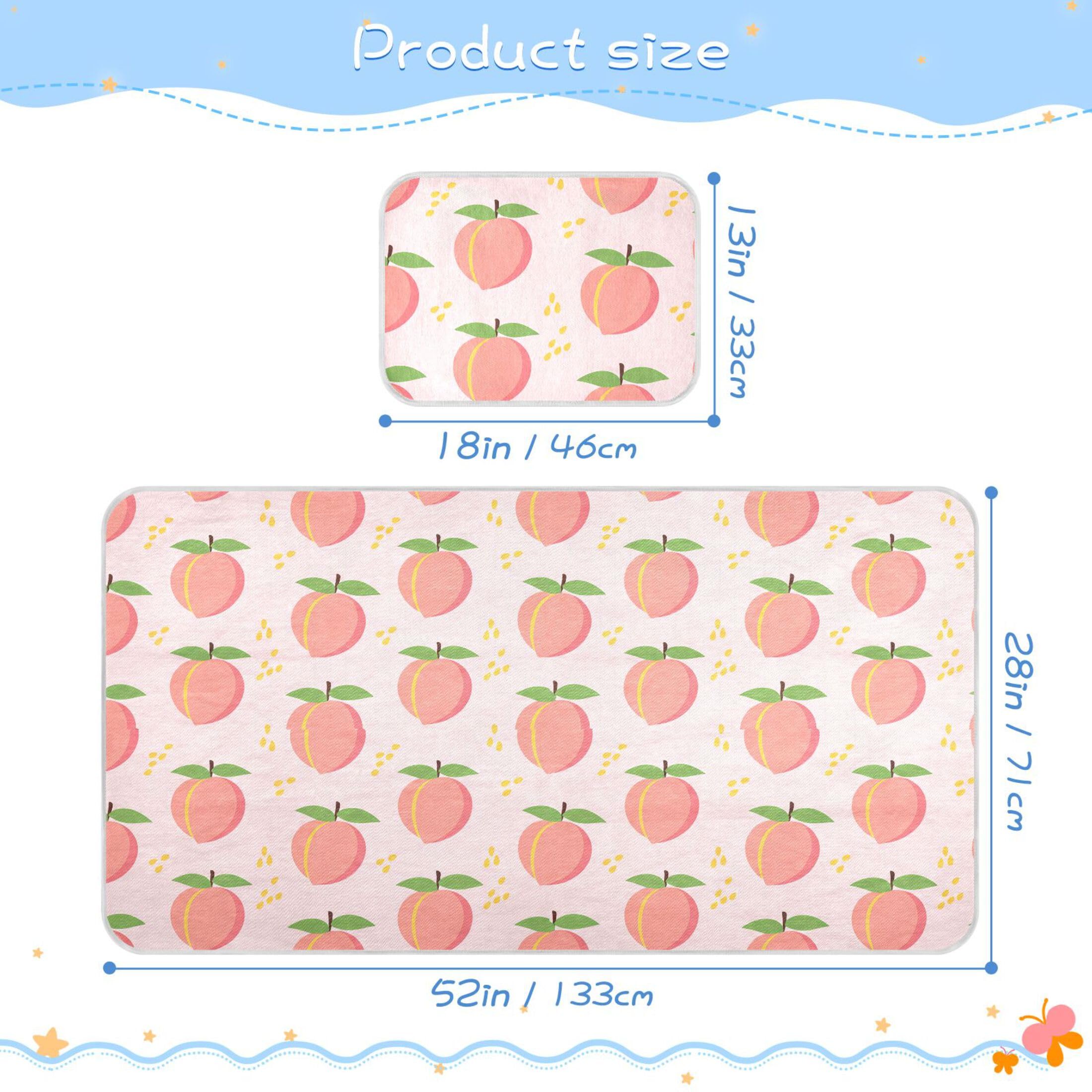 Takiito Peaches Baby Cooling Mattress Pad, Soft & Breathable Cooling Mat Keep Baby Cool in Summer 28x52 in, Nursery Essential