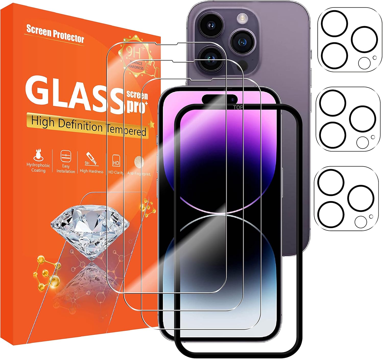 seninhi [3+3Pack] for iPhone 14 Pro MAX 6.7inch Screen