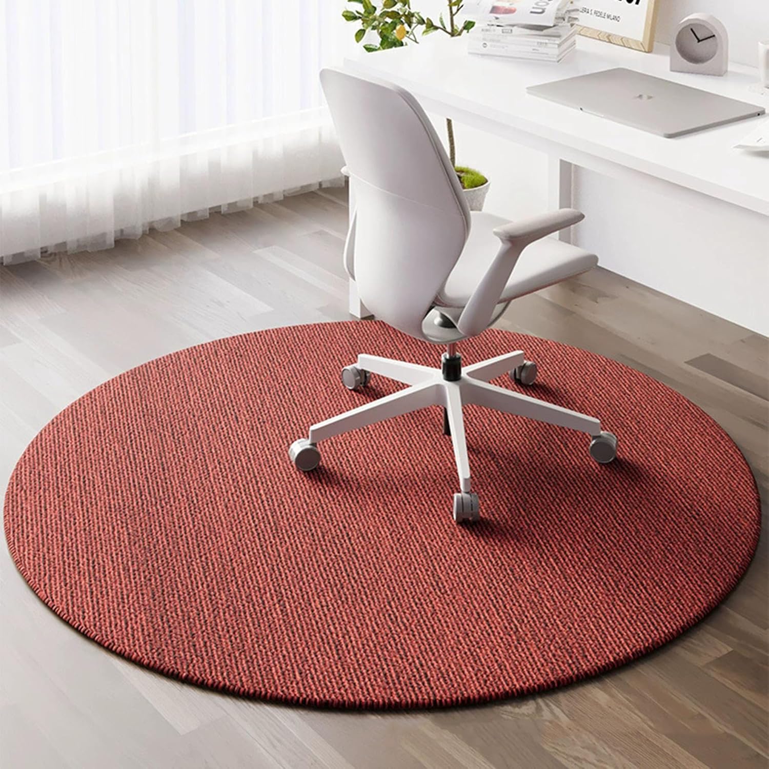 Chair Mat Protector for Gaming Office Chairs with Non-Slip TPE Backing for Solid Wood Floors, Easy Slip Protectors (120 x 120 cm, Dark Red)