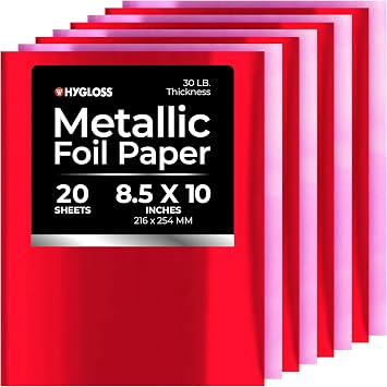 Hygloss Metallic Foil Paper - 20 Sheets Pink and Red Shiny Papers - 8.5x10 Inches - Ideal Foil Papers for Crafts - Shiny Craft Paper Sheets