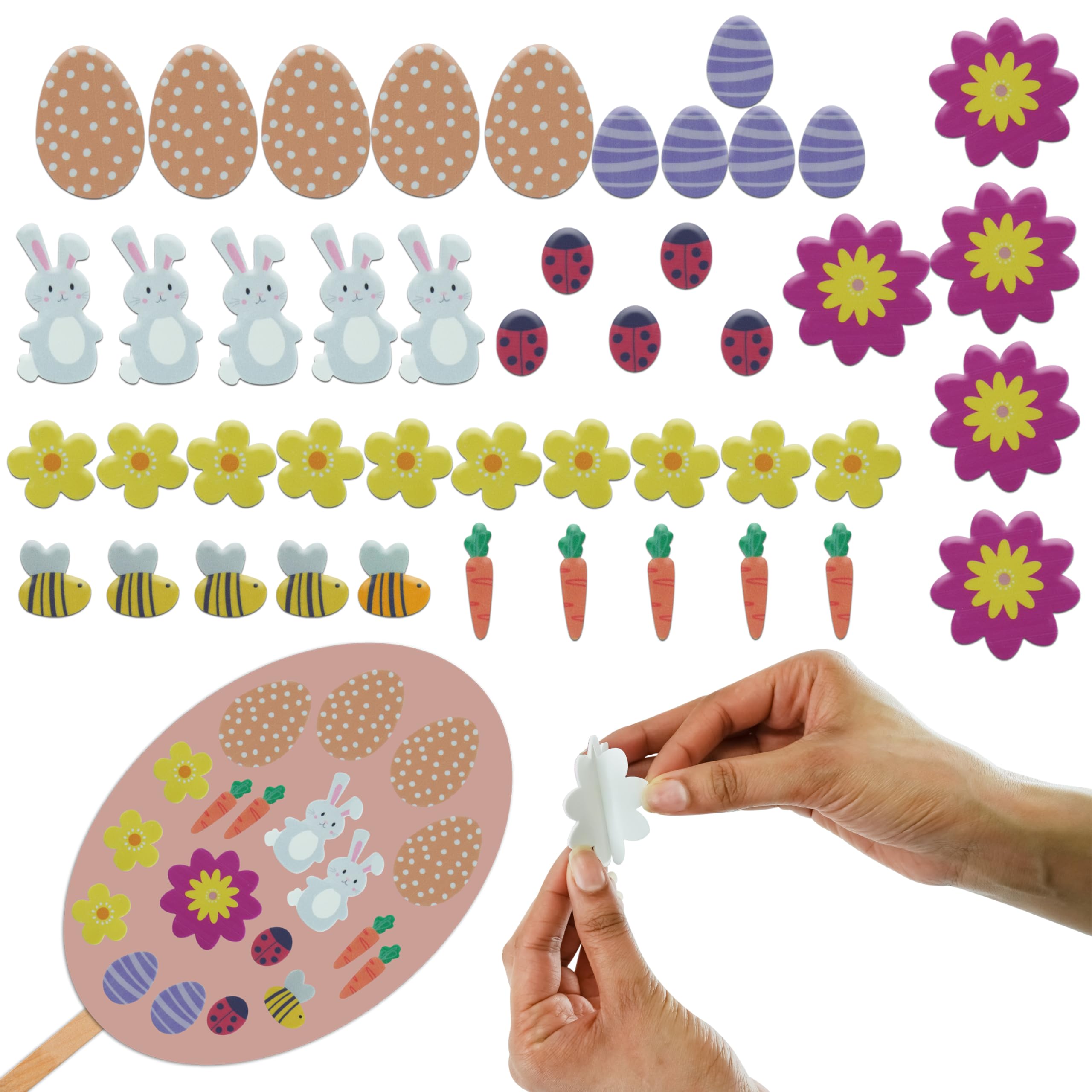 Hovuk 45Pcs Easter Stickers 45Pcs Puffy Easter Stickers Easter Crafts For Kids | Easter Clings Supplies For Window Glass | Easter Decoration Stickers Easter Eva Foam Stickers