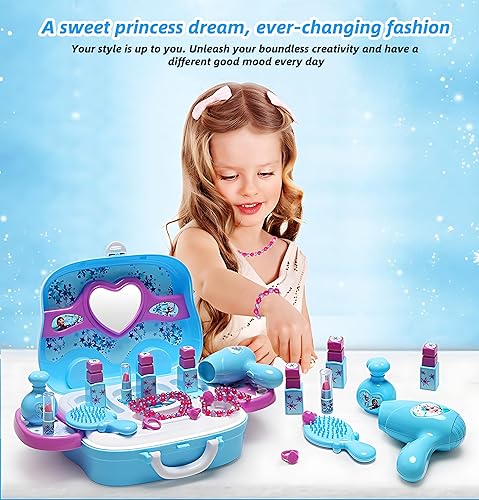 Miniatura 5 de Disne Frozen - Juego de maquillaje para niñas equipaje de belleza 3 en 1 con accesorios de moda, hecho de material ABS seguro, juguete de princesa
