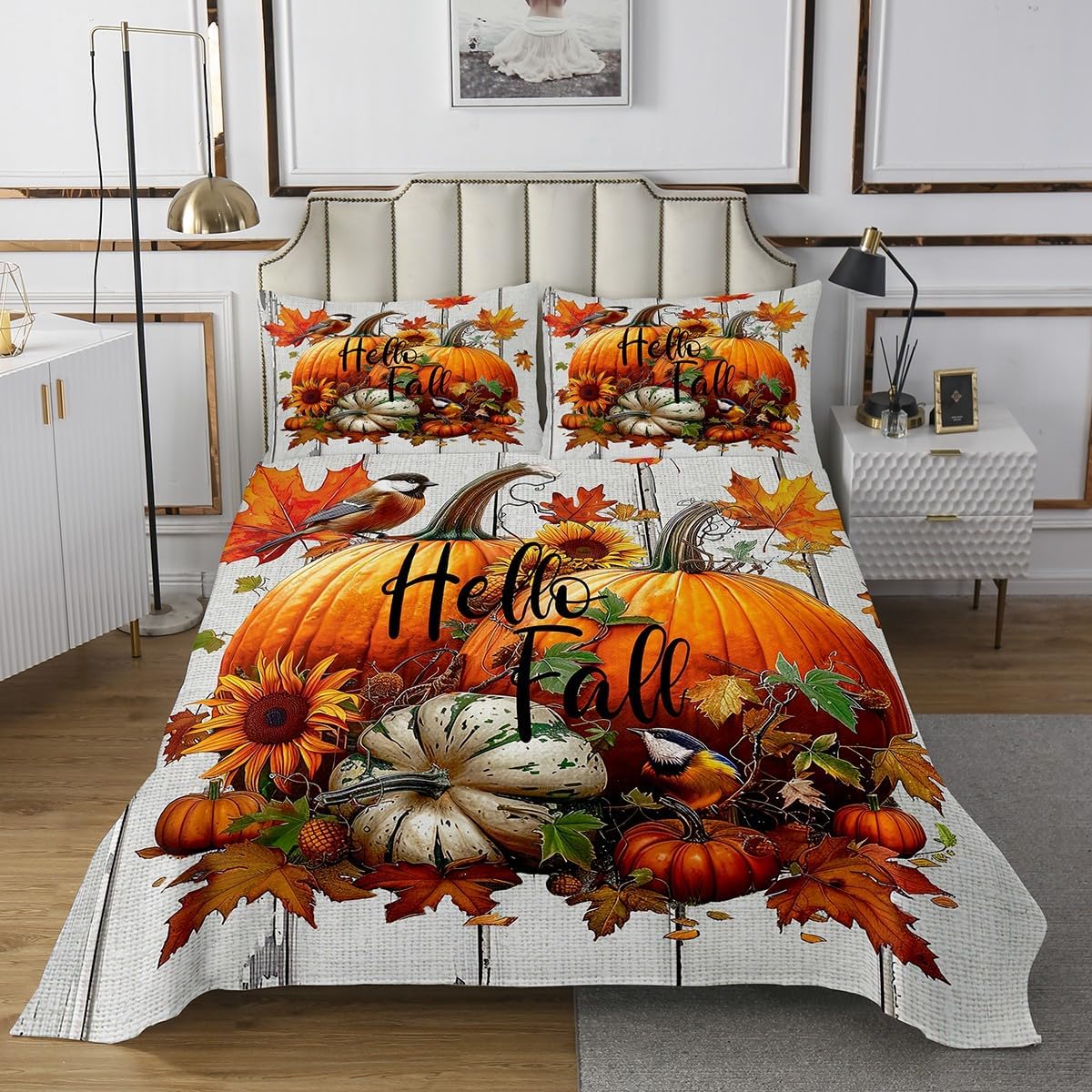 Erosebridal Cartoon Snowman Bedspread Set Merry Christmas Ornaments Quilt Set King,Blue Balls Coverlet Set Xmas Snowflake Quilted,Cute Christmas Decorations