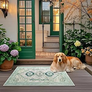 Maxsoft Small 2x3 Washable Rug for Entryway, Soft Print Rugs for Entrance, Indoor Low Pile Thin Non-Slip Carpets for Front Door Indoor Door Mat, Kitchen Floor,Bathroom, Bedroom Bedside, Light Green