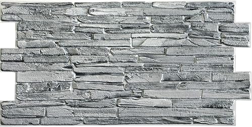 Miniatura 3 de Dundee Deco Panel de pared 3D de PVC de pizarra sintética gris, 3.3 x 1.7 pies (38.6 in x 19.7 in), decoración de paneles de pared de diseño