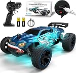 Tecnock RC Truck, 1:18 Scale 2WD Remote Control Truck with USB-C Easy Charging & 50-Min Play, 2.4GHz All-Terrain RC Car with LED Lights, Toys Gift for Kids Ages 8-12 Boys & Girls