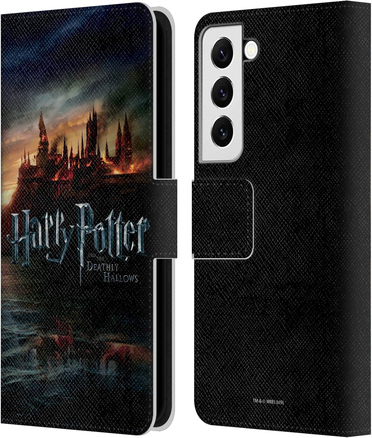Head Case Designs Officially Licensed Harry Potter Castle Deathly Hallows VIII Leather Wallet Case Compatible with Samsung Galaxy S22 5G