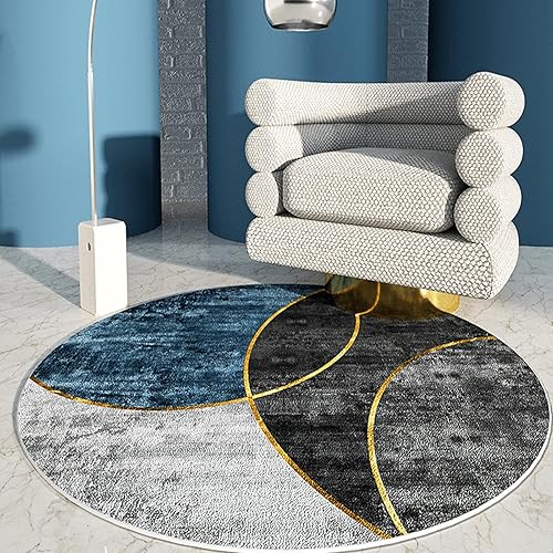 Miniatura 1 de ZZBBZZ-YJ alfombras redondas azules grises y negras 31.5in, 39.4in, 47.2in, 55.1in, 63.0in, 70.9in, 78.7in, antideslizante, alfombra de cocina,
