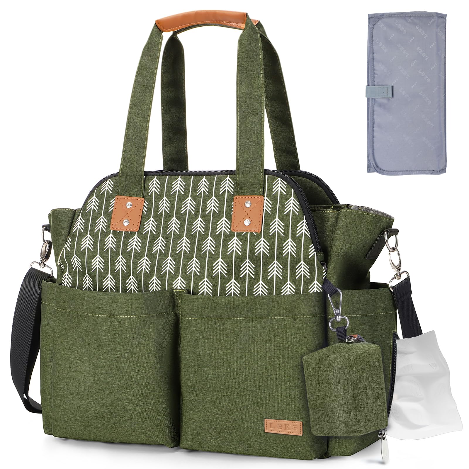 Lekebaby Baby Wickeltasche Bote groß mit Wickelunterlage für Reise, 19 Taschen, Diaper Bag Reisewindeltasche für Mama und Papa, Multifunktions Babytasche