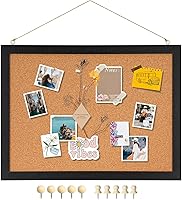 Vista 19 de DOLLAR BOSS - Tablero de corcho negro con lino de doble cara de 16 x 12 pulgadas, para paredes, marco de madera, para colgar, tablero de corcho