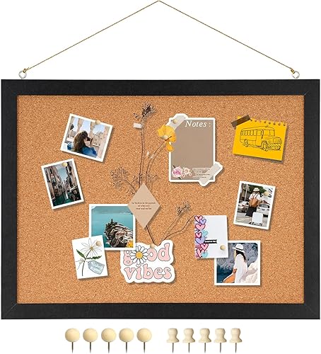 Vista 87 de DOLLAR BOSS - Tablero de corcho negro con lino de doble cara de 16 x 12 pulgadas, para paredes, marco de madera, para colgar, tablero de corcho