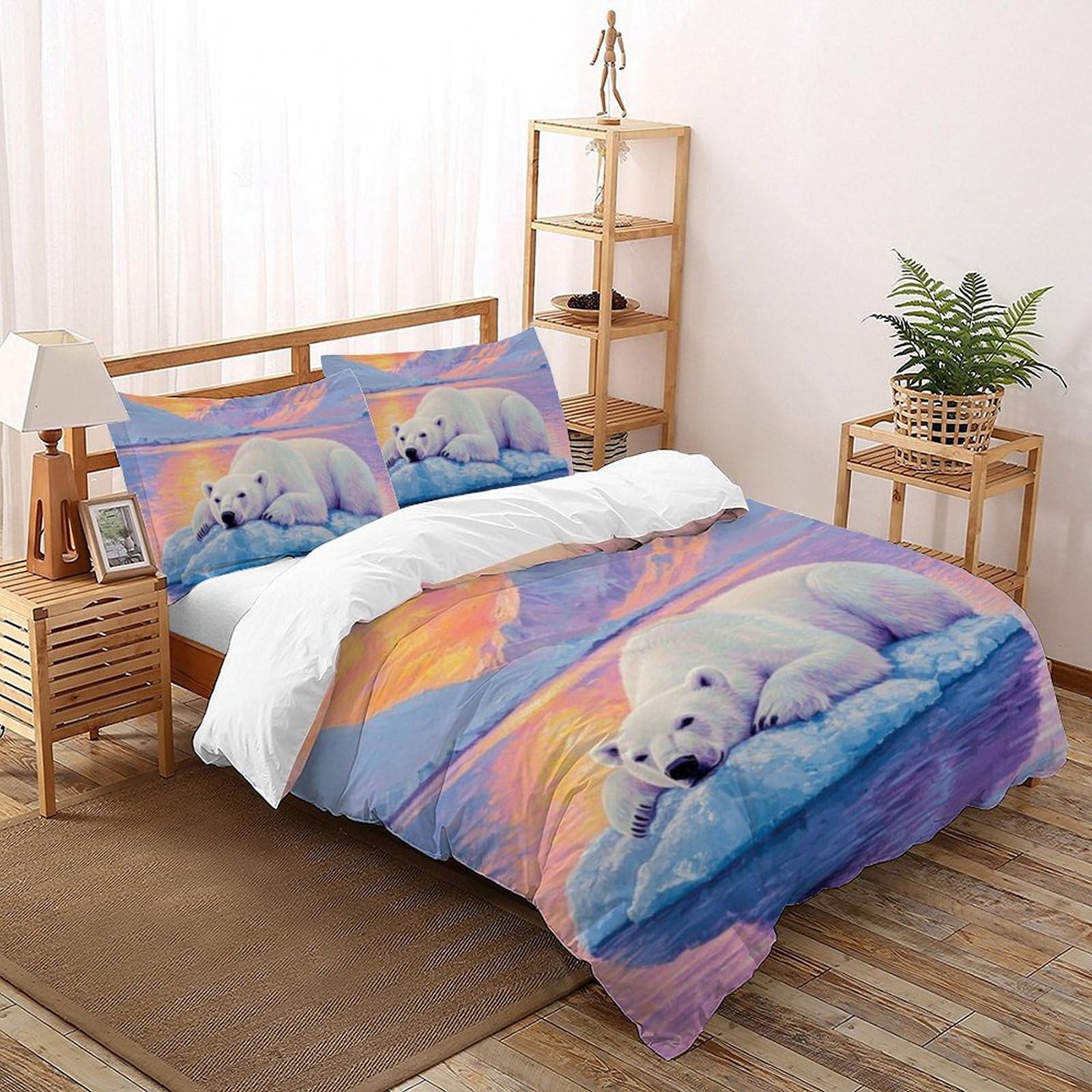 Housse de couette imprimé 3D banquise pour lit d'adolescent