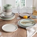 HaWare Stoneware Dinnerware Ensembles, 12-Piece Assiette et bols pour 4, Set de vaisselle pour restaurant à la maison, Speckled multicolore