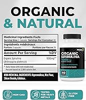 Vista 6 de Renew Actives Espirulina orgánica de 1000 mg por 2 cápsulas – Superalimento para hombres y mujeres – Apoya la energía, el bienestar y la función
