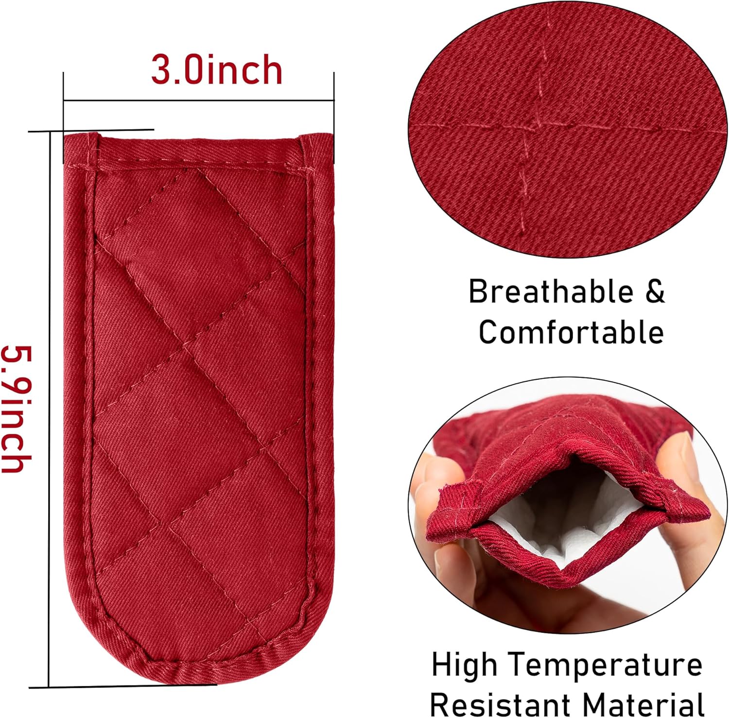 R HORSE 6Pcs Hot Handle Covers Heat Resistant Pot Pan Handle Covers Cast Iron Skillet Pot Holder Sleeves Mitt for Kitchen Baking Cooking BBQ Cookwares