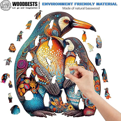 Miniatura 2 de WOODBESTS Rompecabezas de madera para adultos, rompecabezas familiar de pingüinos (L, 300 piezas, 15.7 x 12.8 pulgadas), hermosa caja de madera,