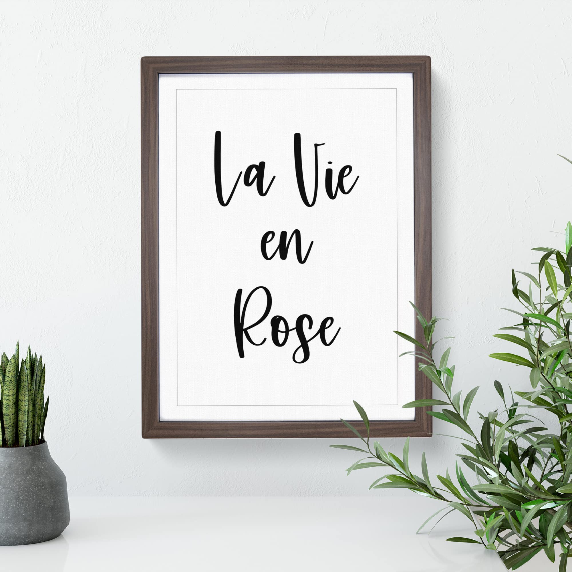 La Vie En Rose Typography Quote Framed Wall Art Print, Ready to Hang Picture for Living Room Bedroom Home Office Décor - Image 3