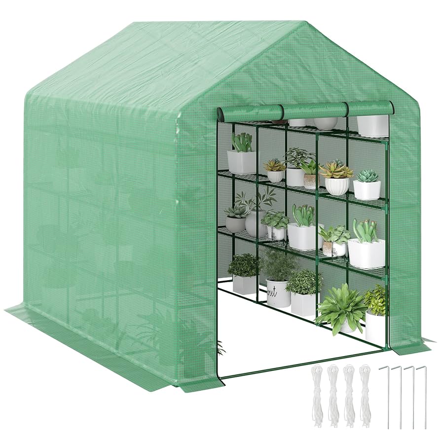 Amazon.com : Outsunny 8' x 6' x 7' Walk-in Greenhouse, PE