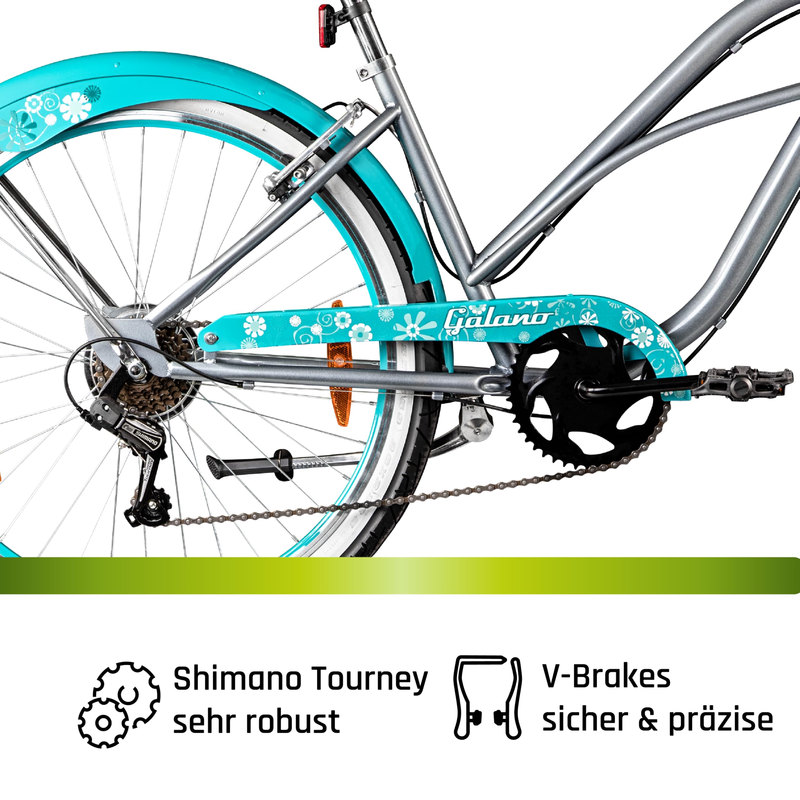 Galano Malibu Beach Cruiser 26 Zoll für 150-170 cm Retro 6 Gang Vintage Design Damenfahrrad Chopper Citybike Ballonreifen Hollandrad