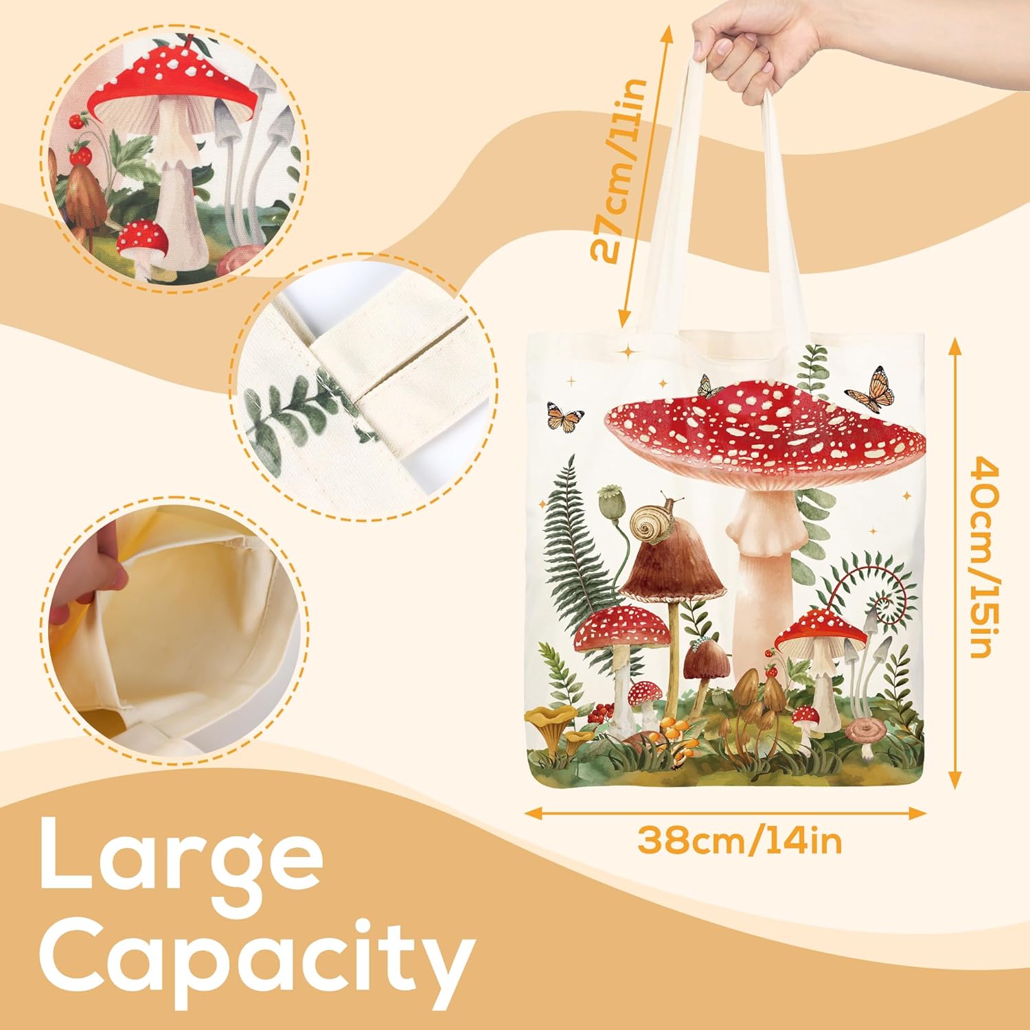 Tote Bag Gifts for Women - Book Lover Tarot Skull Witch Mushroom Boho Lemon Shark Gifts Tote Bag - Image 6