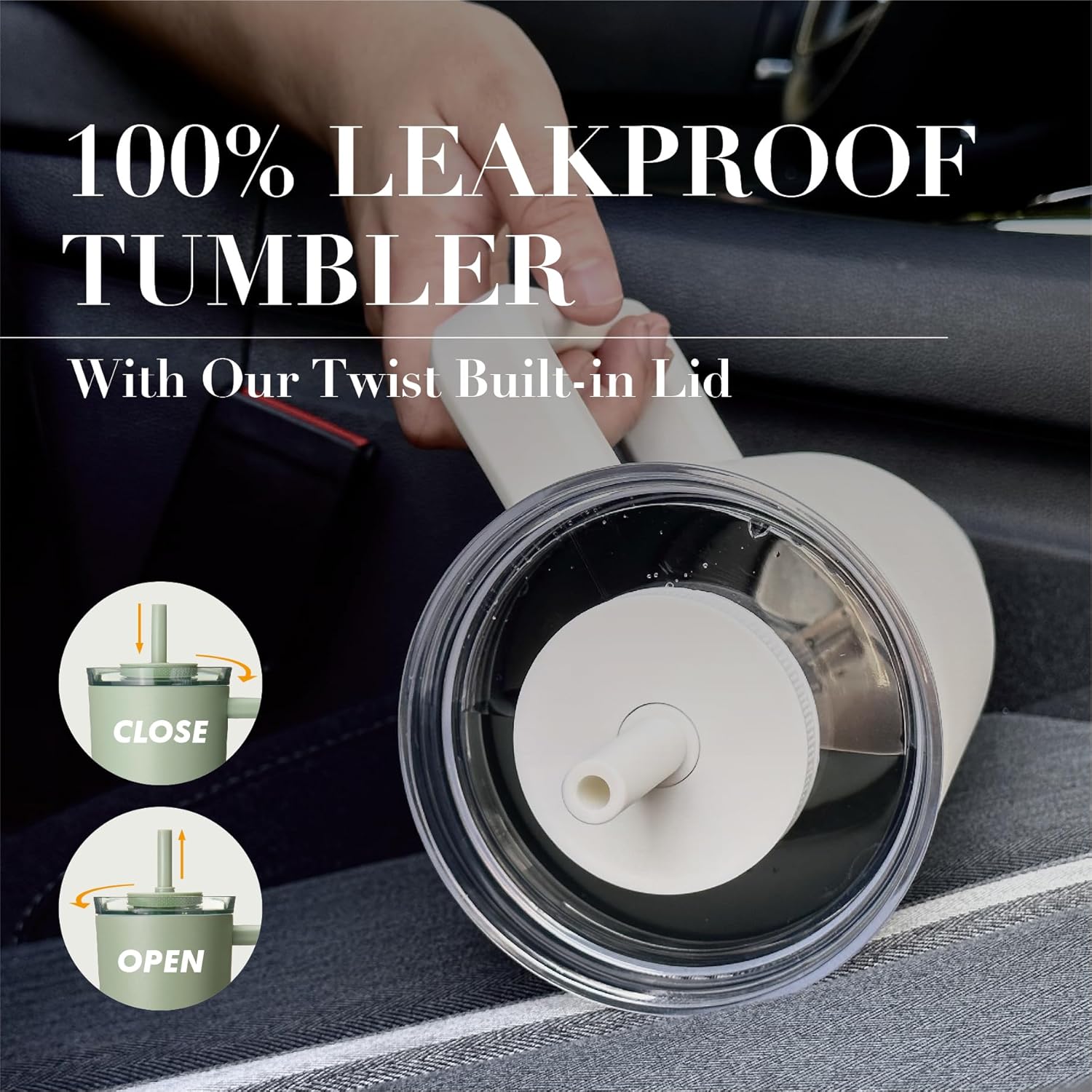 OOD OniVerso 40 oz Stainless Steel Insulated Tumbler with Handle and Straw, Iced Coffee Cup Holder for Disposable Cups, Leak Proof Tumbler, Metro Fog (White) - Image 6