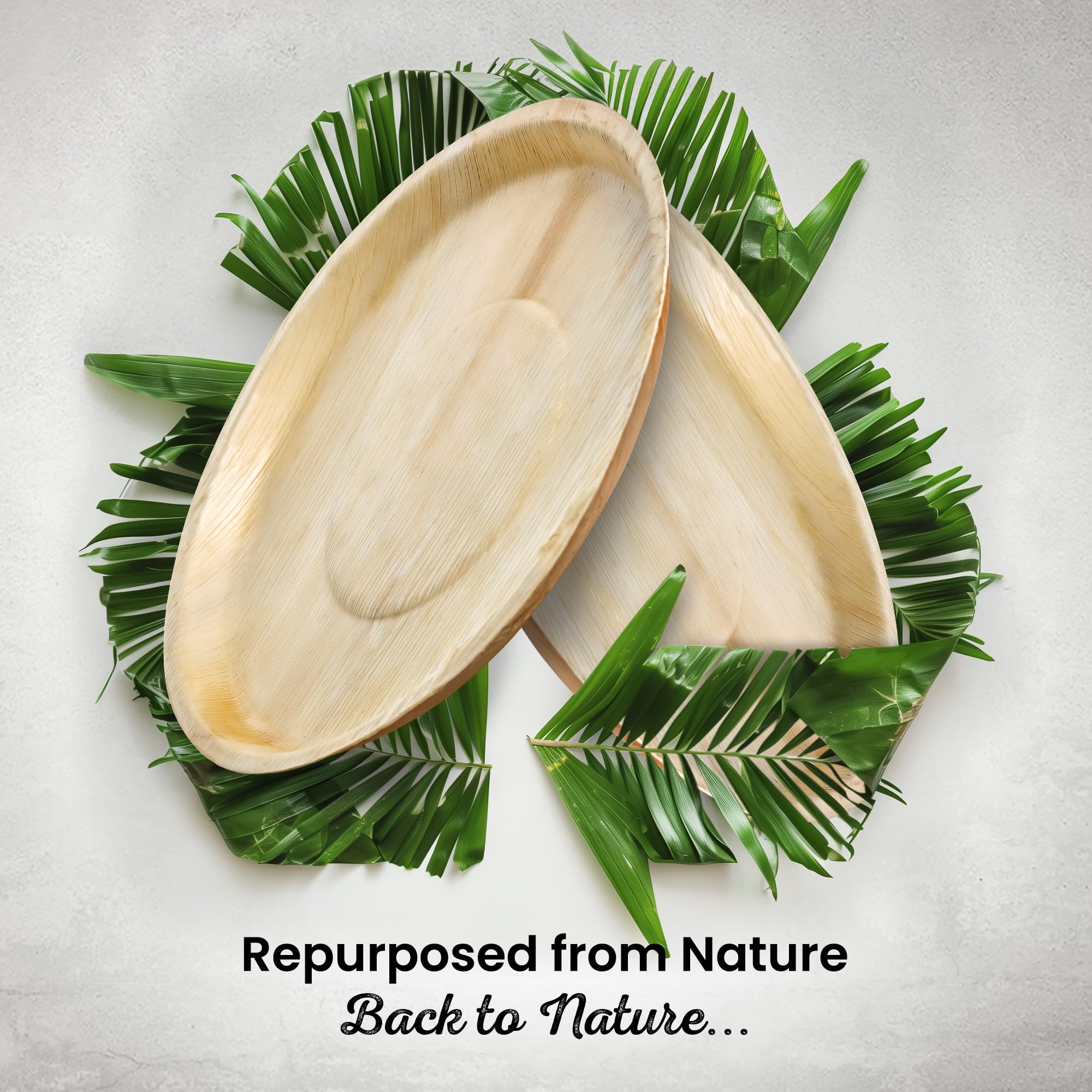 Eco Leaf - Paquete de platos desechables de hoja de palma de 36 cm, ecológicos, compostables y biodegradables para pizza, charcutería y eventos, fuertes, aptos para microondas y horno