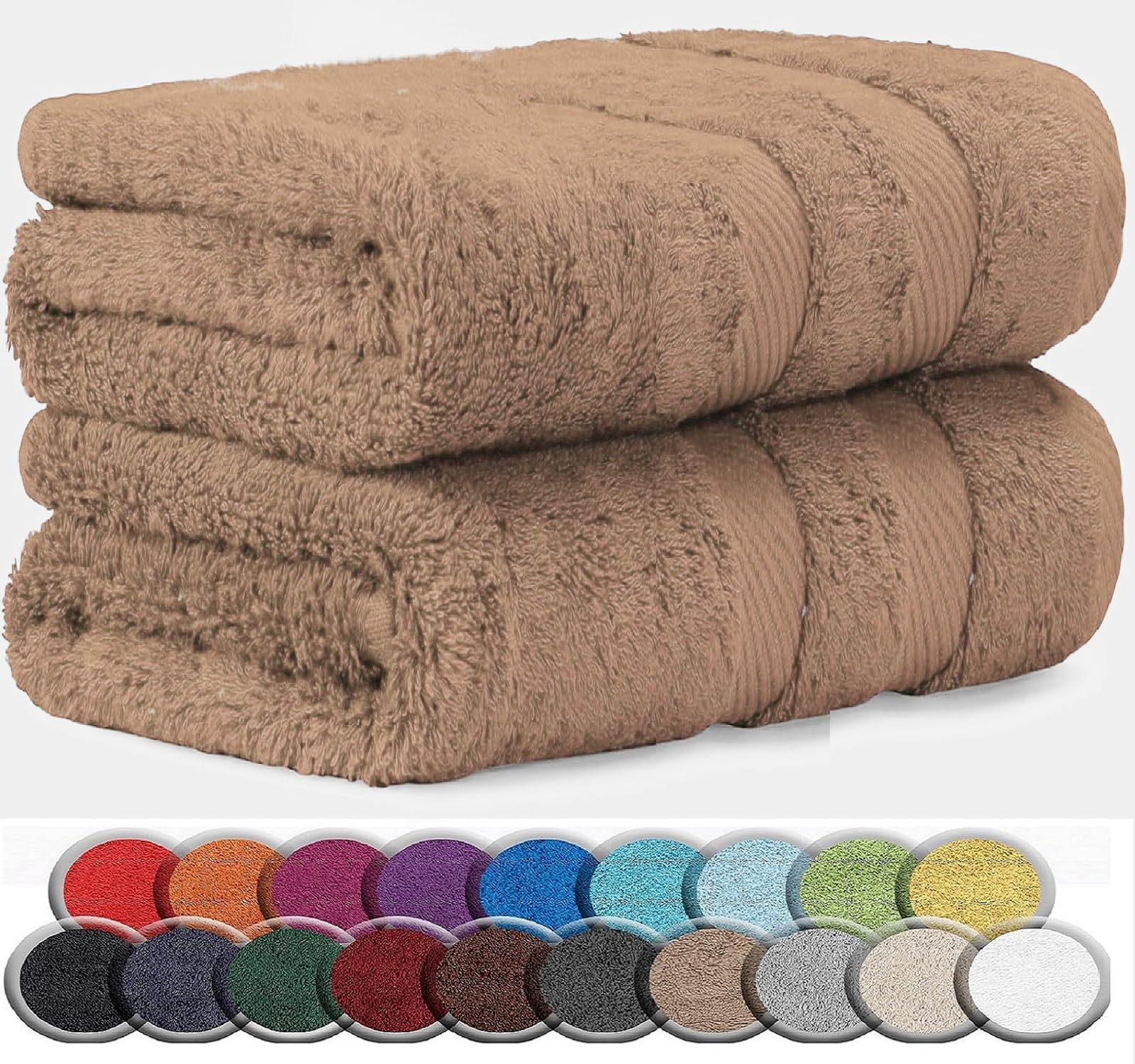 LoomTrove Pack of 2 Extra Large Jumbo Bath Sheets 100 x 200 cm 100% Egyptian Combed Cotton XL Towels Quick Dry Big Bath Sheet Super Soft Hotel Quality Towels Set (Latte) - Image 2