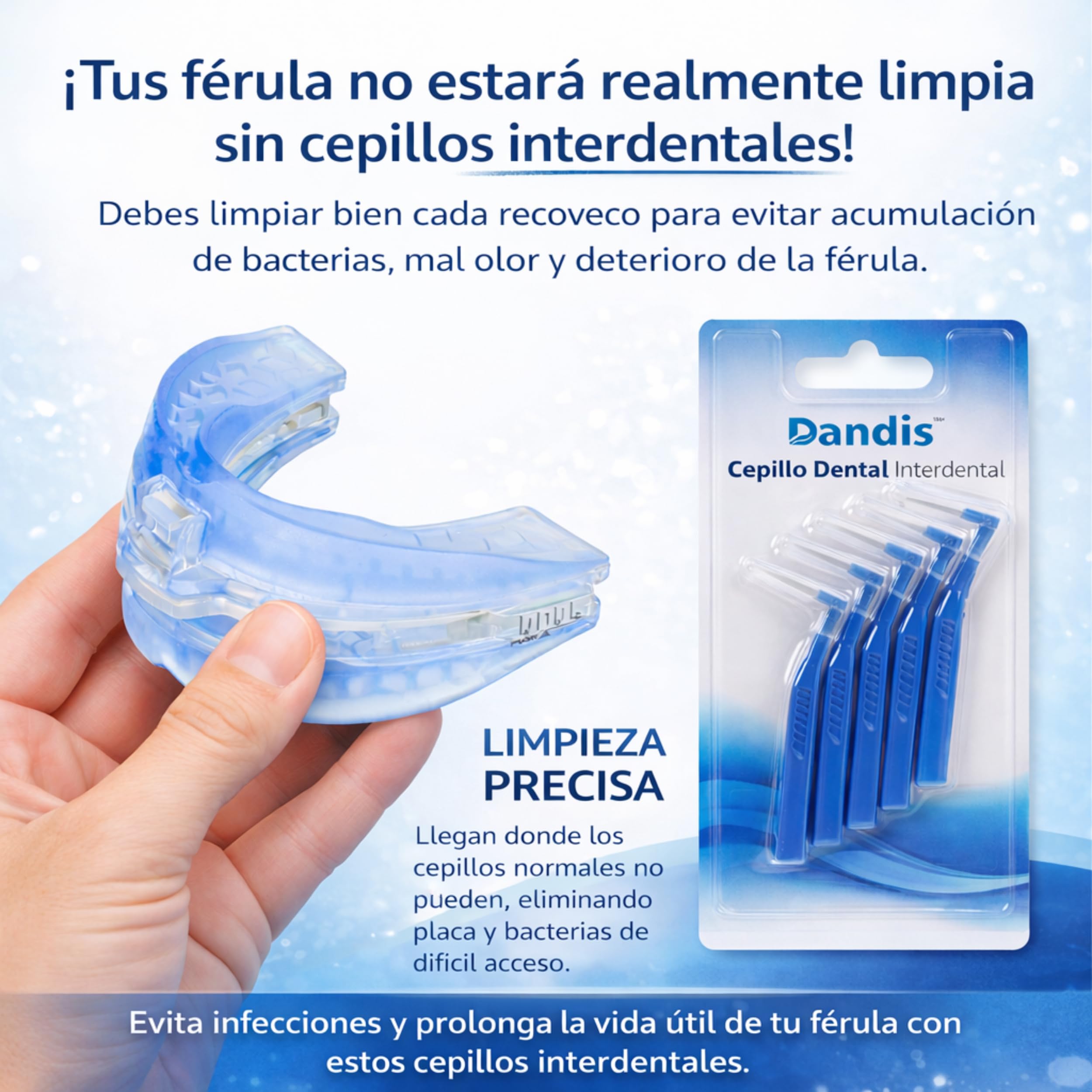 Férula Antirronquidos Ajustable para Dormir – Dispositivo de Avance Mandibular Termomoldeable | Ayuda a Reducir los Ronquidos | Fácil de Usar e Incluye Cepillos de Limpieza para mayor Higiene