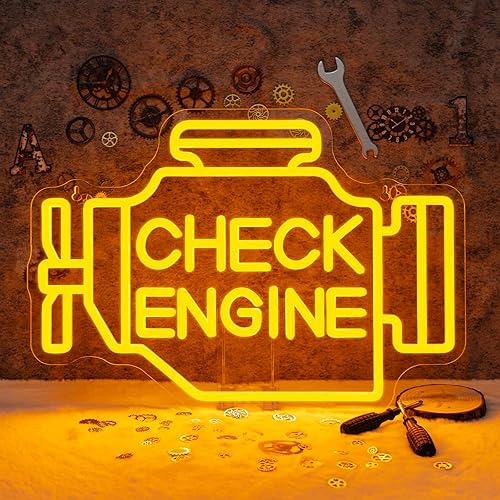 Horseneon Check Engine Neon Sign Neon Light Sign Man Cave Decor Led Garage Wall Art Auto Repair Shop Workshop Decor Garage Accessories for Man Gifts for Car Guys Mechanics
