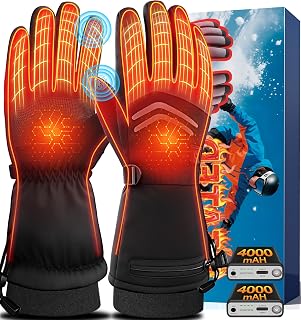 Heated Gloves for Men Women,7.4V 8000mAh Rechargeable Heated Glove,Waterproof & Touchscreen Electric Gloves for Motorcycle, Hunting,Skiing,Hiking,Outdoor Work - Amazon product rated Grade A