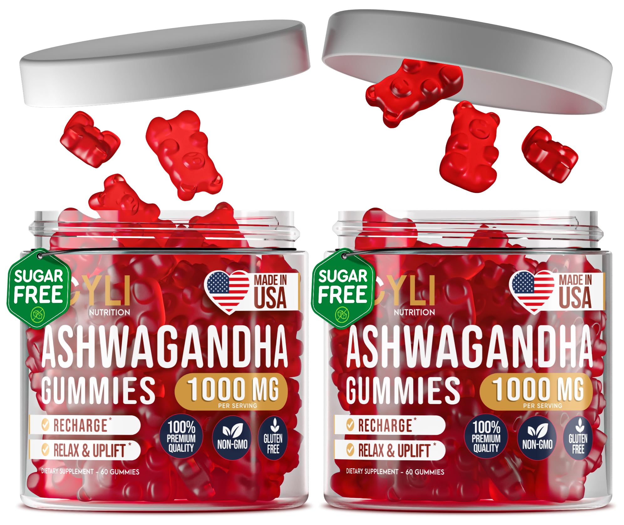 [2 Pack] Ashwagandha Gummies for Women &amp; Men — Natural Soothing Gummies with Pure Ashwagandha Root Extract Vitamin C Zinc — Ashwagandha Supplements for Focus &amp; Rest — 120 Sugar Free Chews