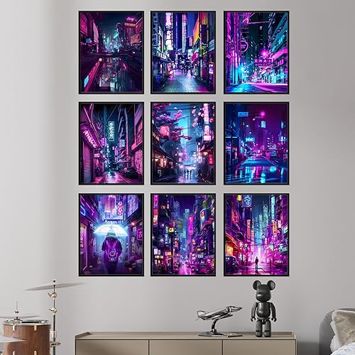 Miniatura 7 de BigWig Prints Arte mural de neón  Póster Cyberpunk, pósteres japoneses, decoración de neón Cyberpunk, decoración Vaporwave, Synthwave Lofi Tokyo Art