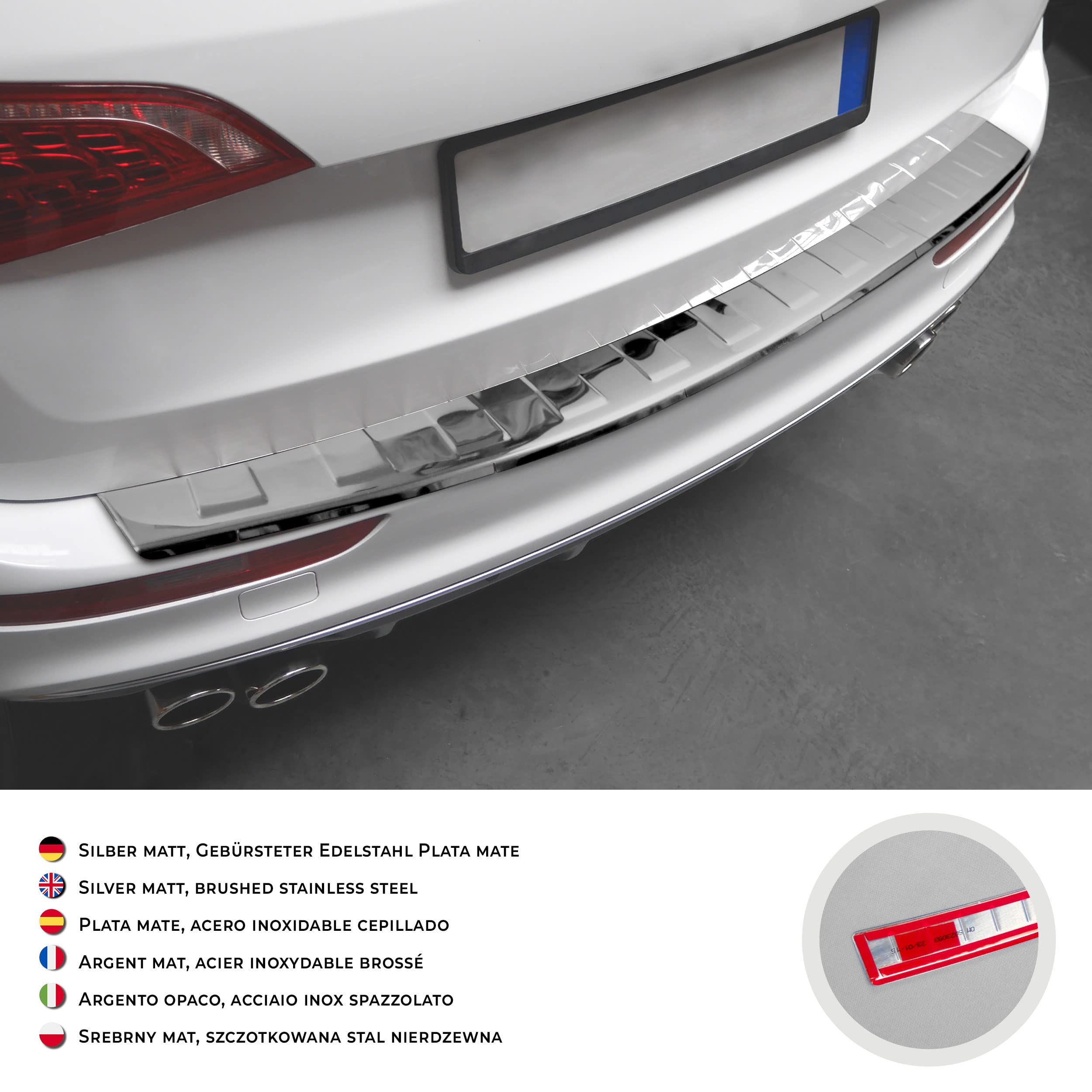 CHROMEMASTER - Accessori per Auto; Protezione paraurti Posteriore - Compatibile con Audi Q5 2008-2016 | Acciaio inossidabile lucidato - Protezione Paraurti Protegge la Vernice del Paraurti