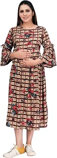 MAMMA'S MATERNITY Women's Knee Length Printed Maternity | Feeding | Nursing Dress | Western Dress | Nursing Pre and Post P... Price In India