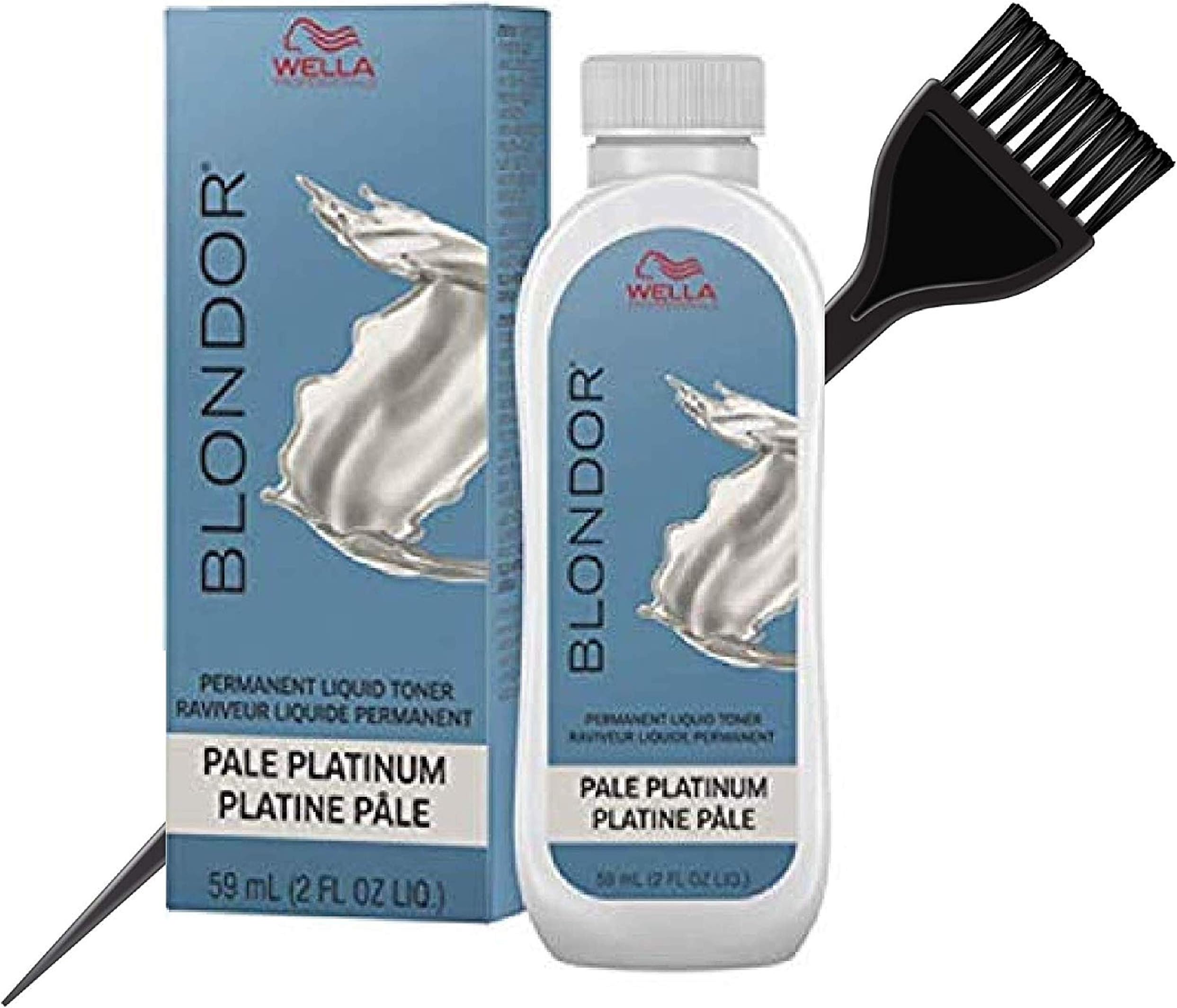 WeIla BLONDOR Permanent Liquid Hair TONER (w/Sleek Tint Brush) Haircolor Hair Color Dye (18 Pale Platinum)
