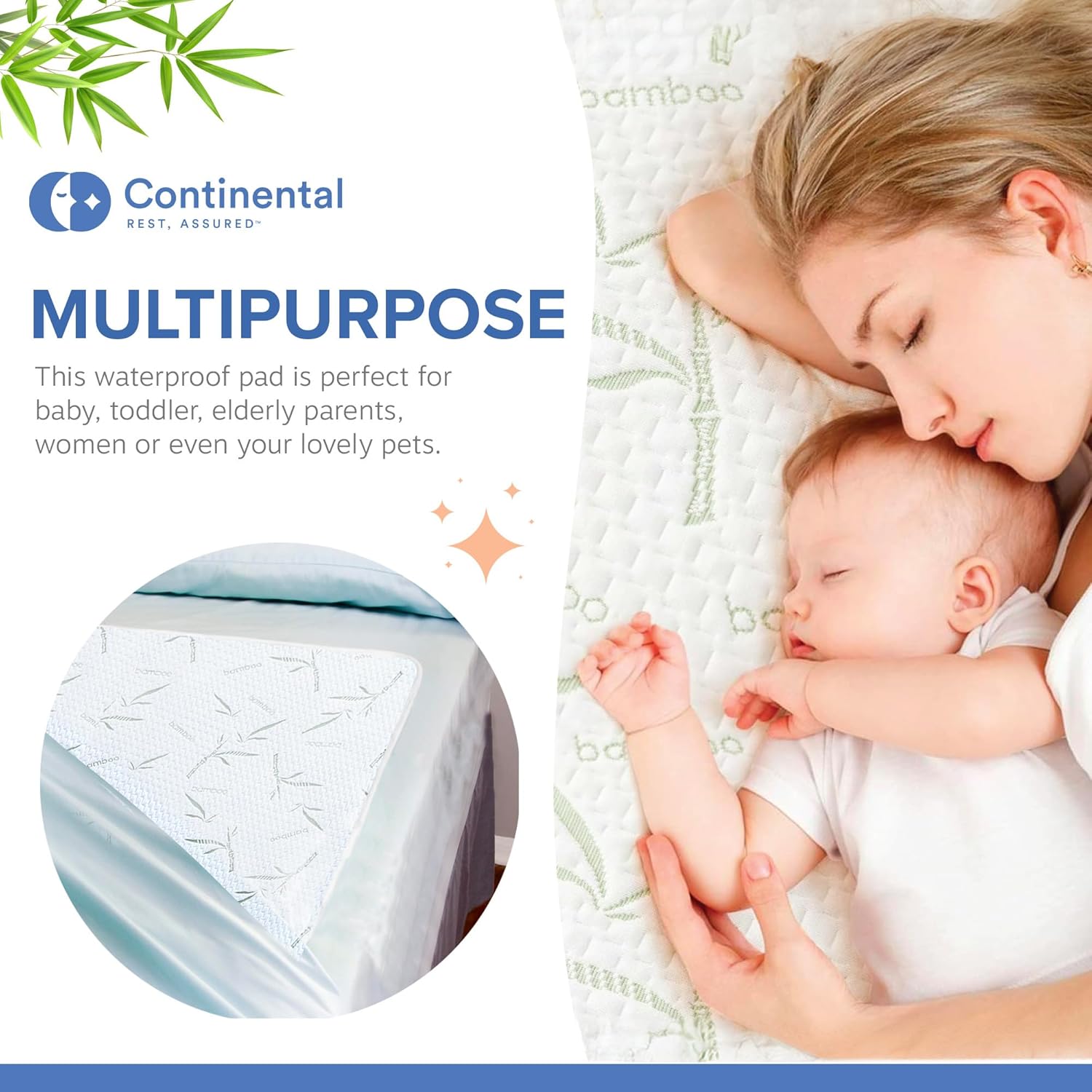 Continental Bedding Flat Toddler Viscose Derived from Bamboo Mattress Protector – Waterproof Layer, 60% Polyester 40% Viscose from Bamboo, No Skirt, Soft & Breathable – Fits Crib & Toddler Bed 28x52