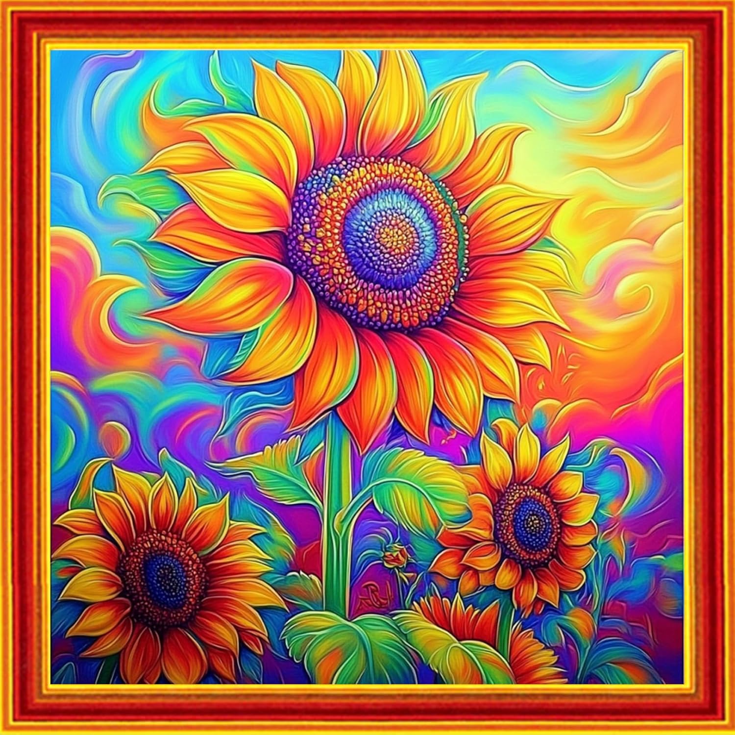Funchey Counted Cross Stitch Kits for Adults Needlepoint Kits Unprinted Cross Stitching Embroidery Kit 11CT Cross Stitch Supplies-Magic Sunflower 18x18 inch