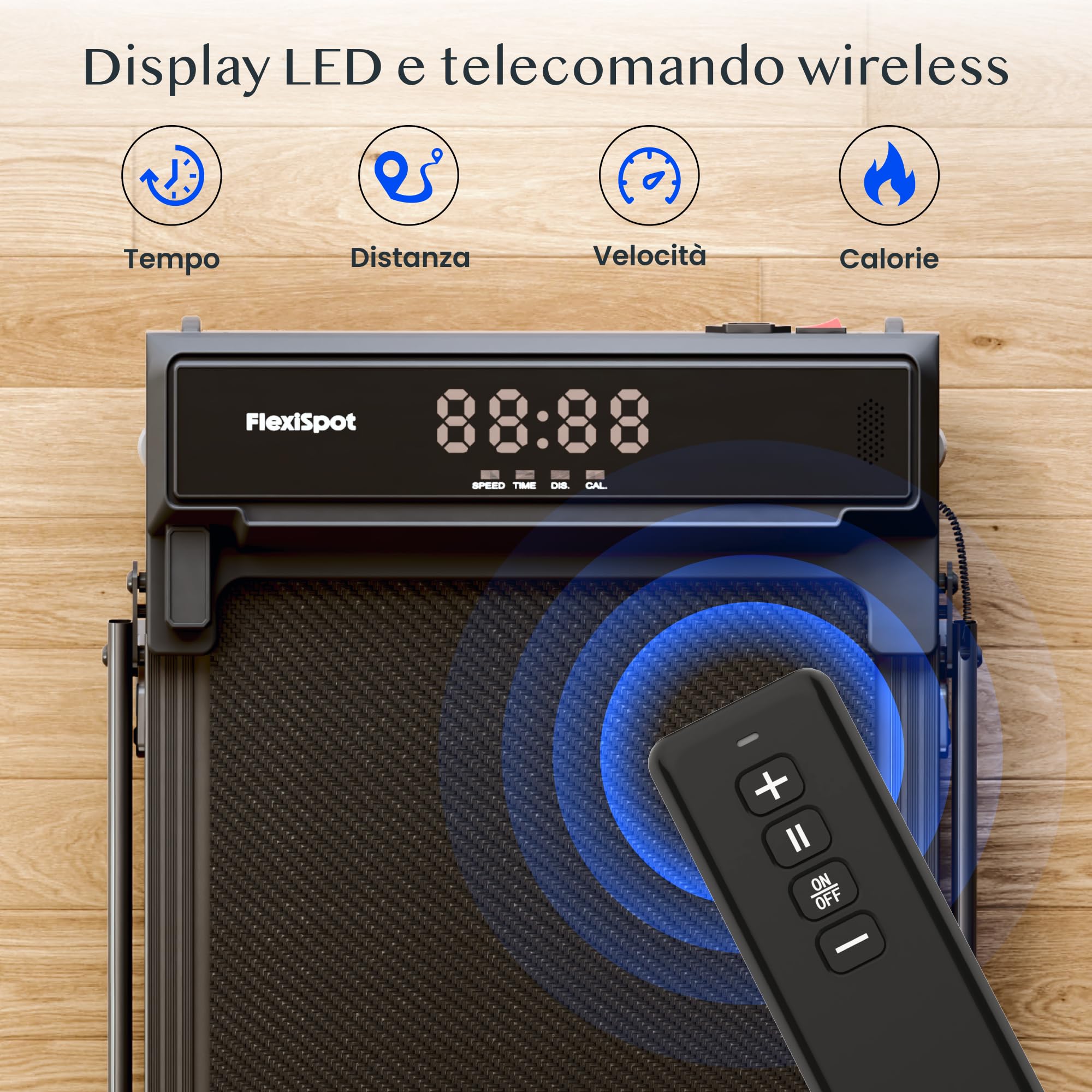 FLEXISPOT DynamicX Tapis Roulant Elettrico 2 in 1 Pieghevole con Corrimano, Walking Pad Inclinazione 7%, Velocità 1-12 km/h, Portata 140 kg, Display LED e Telecomando, per Casa e Ufficio