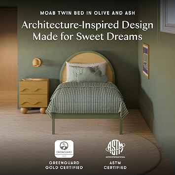 babyletto Moab Twin Bed in Olive and Ash