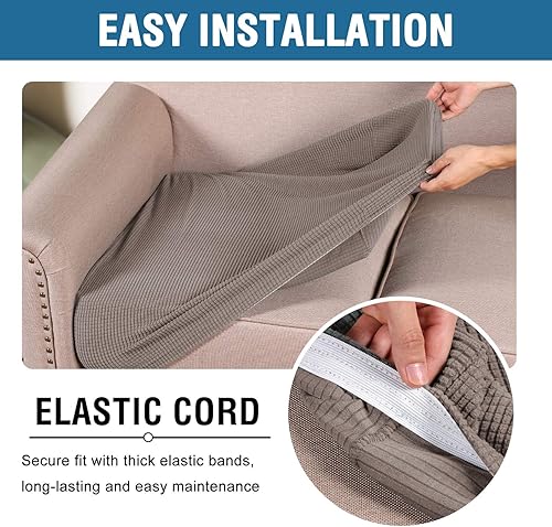 Miniatura 6 de H.VERSAILTEX - Fundas de cojín para asiento individual de sofá, súper elásticas, grueso tejido de sarga texturizado jacquard