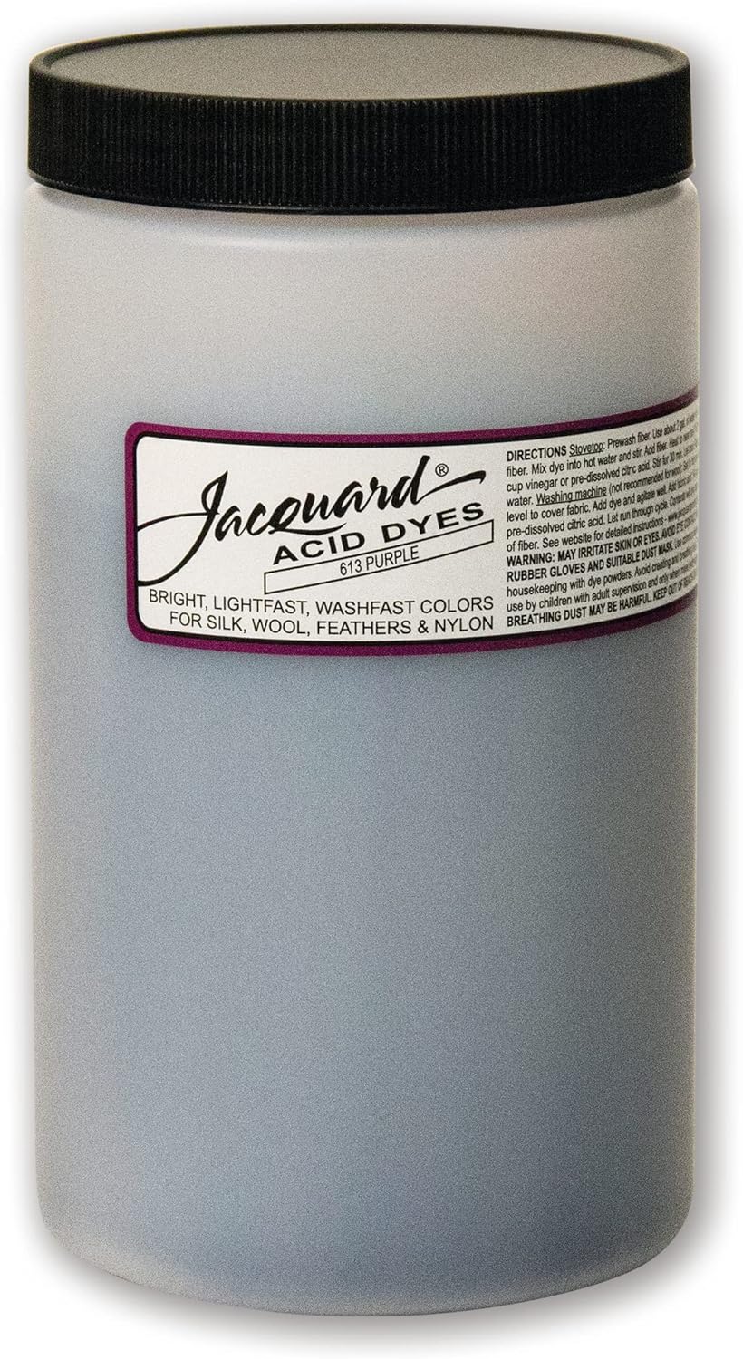 Jacquard Acid Dye 1lb Tub Purple - Acid Dye for Wool, Silk, Alpaca, Feathers, Cosplay Wigs and Nylon - Powder Wool Dye for Full Coverage Dyeing - Vibrant Acid Silk Dye