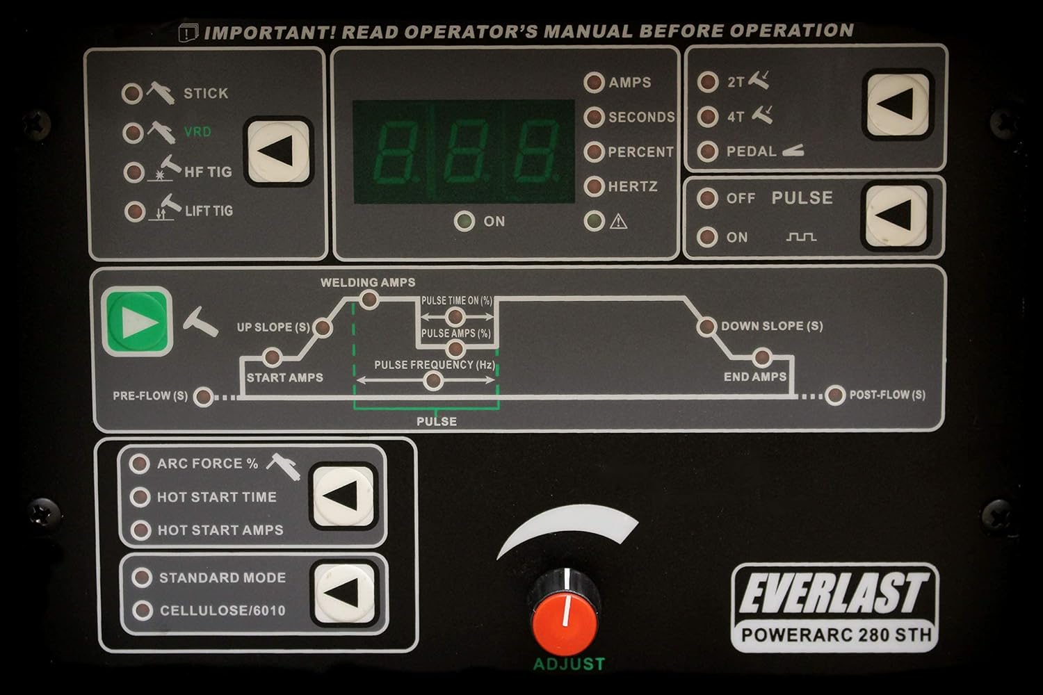 PowerArc 280STH Advanced Digital DC Stick/TIG Welder, Pulse, IGBT, 1 or 3 Phase 220v