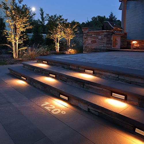 Miniatura 7 de LEONLITE 5W/4W/3W Dimmable 5CCT Low Voltage LED Step Lights Outdoor, 9 Inch Exterior Step Lighting, 12-24V AC/DC Landscape Stair Riser Light, UL