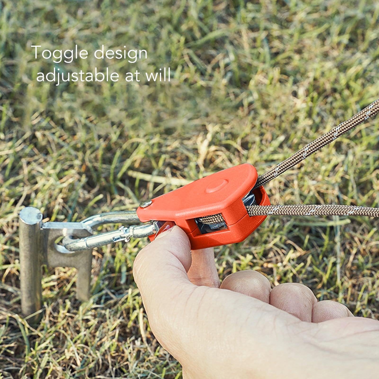 Lybunair 2PCS Adjustable Hangers with Hooks, Reflective Camping Cords with Pulley System for Outdoor Safety, 16.4ft (Orange)