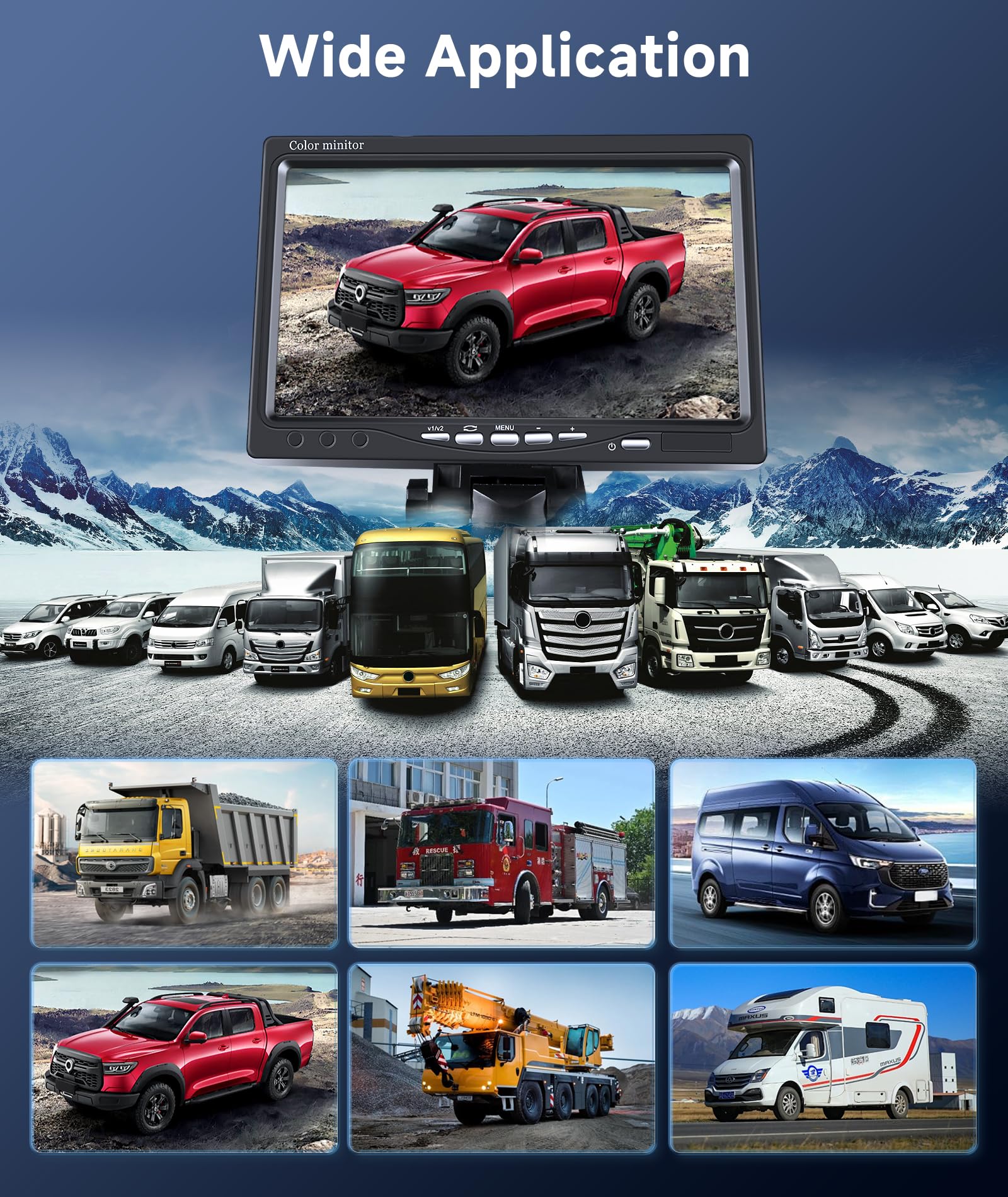 Telecamera di Retromarcia Set per Auto, 7 Pollici Monitor LCD TFT, IP68 Impermeabile, 18IR Visione Notturna, Cavo di Prolunga Aeronautico da 65 piedi a 4 Pin per Camper/Autobus/Rimorchio/Camion