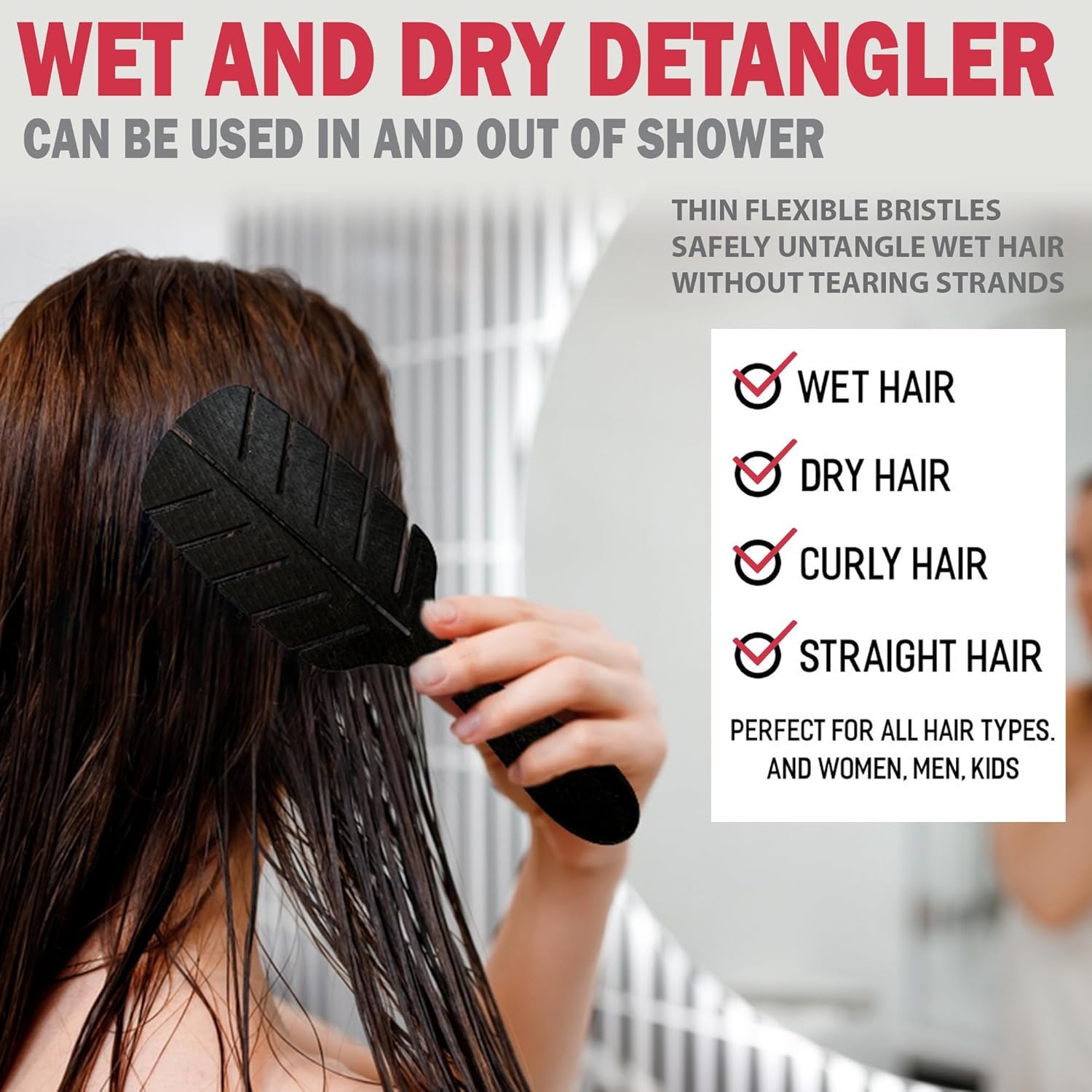 Detangler Brush by Fiora Naturals - 100% Bio-Friendly Detangling brush w/Ultra-Soft Bristles - Glide Through Tangles with Ease (