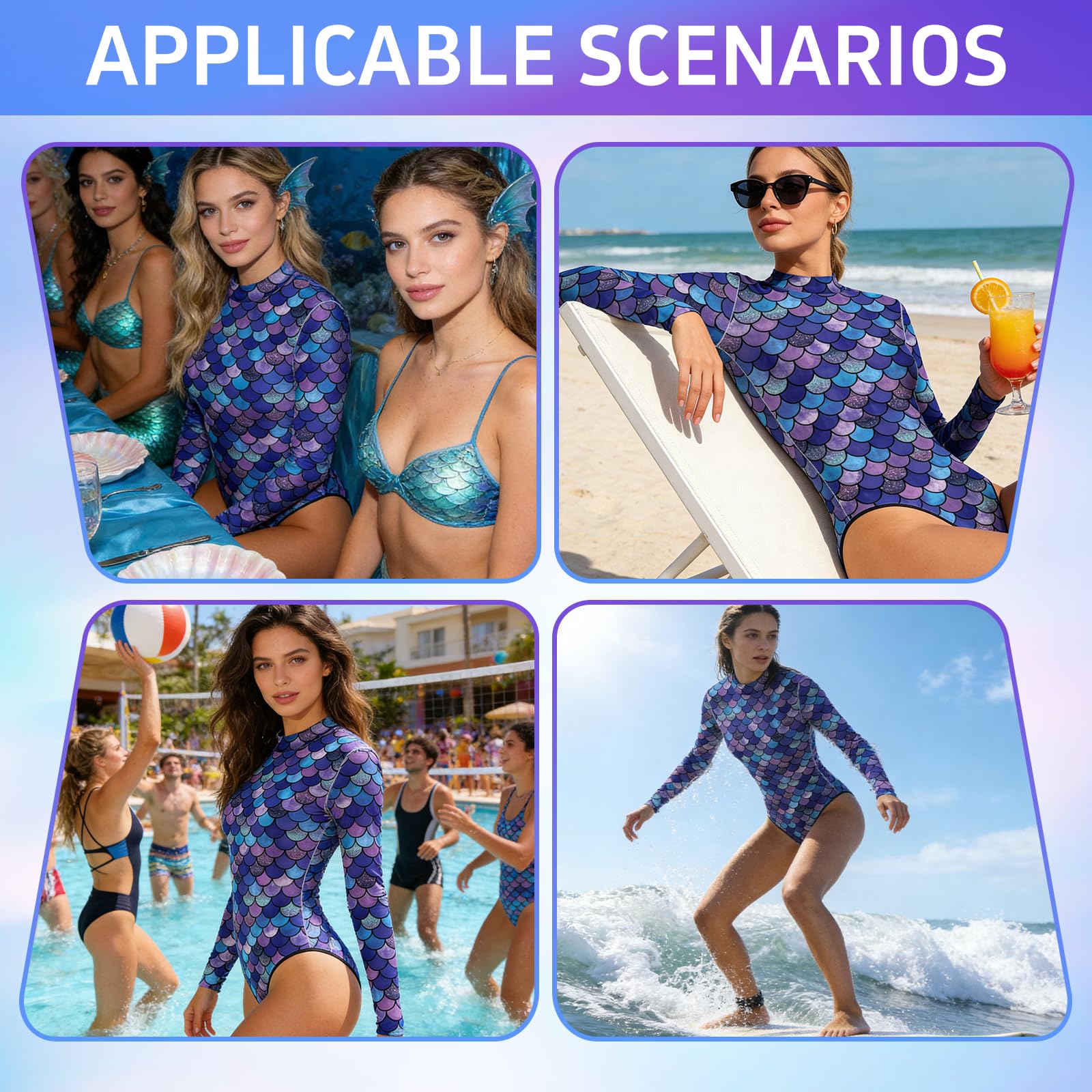 Costume da bagno da donna a forma di sirena, costume da bagno con scaglie di pesce, per carnevale e giochi di ruolo